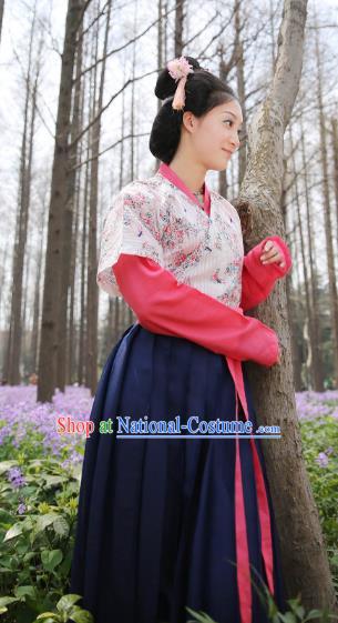 Traditional Chinese Tang Dynasty Palace Lady Embroidered Costume, Asian China Ancient Imperial Concubine Hanfu Clothing for Women