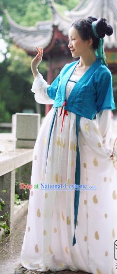 Traditional Chinese Tang Dynasty Princess Embroidered Costume, Asian China Ancient Hanfu Slip Skirt Clothing for Women