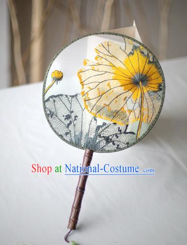 Traditional Chinese Palace Lady Accessories Hanfu Embroidered Flowers Fans, Asian China Ancient Round Fan for Women