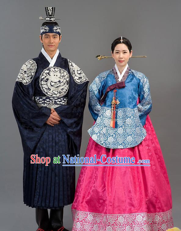 Traditional Korean Costumes Imperial Consort Wedding Dress, Asian Korea Hanbok Court Bride Embroidered Clothing for Women