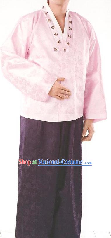 Traditional Korean Costumes Bridegroom Formal Attire Ceremonial Cloth, Asian Korea Hanbok Embroidered Clothing for Men