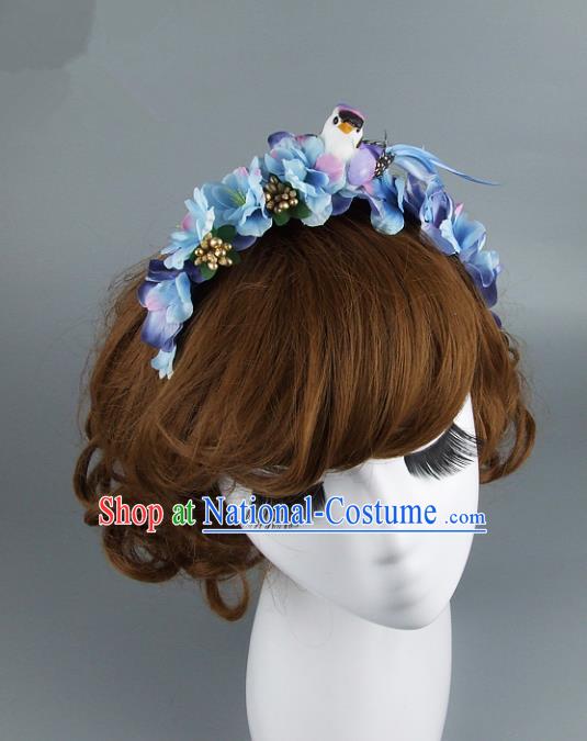 Top Grade Handmade Exaggerate Hair Accessories Model Show Purple Flowers Hair Clasp, Baroque Style Bride Deluxe Headwear for Women