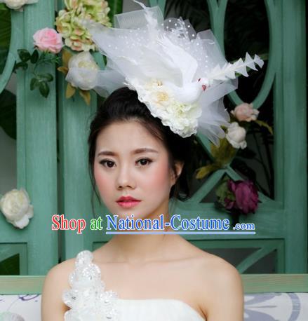 Asian China Bridal Veil Hair Accessories Model Show Headdress, Halloween Ceremonial Occasions Miami Deluxe Headwear