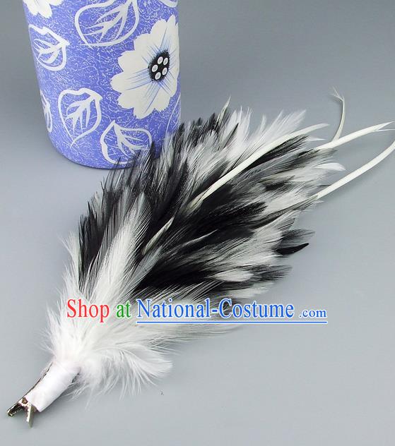 Top Grade Handmade Classical Hair Accessories Princess Black Feather Bobby Pin, Baroque Style Wedding Bride Hair Claw for Women