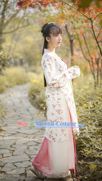 Traditional Chinese Song Dynasty Young Lady Embroidered Costume, Asian China Ancient Hanfu Dress Clothing for Women