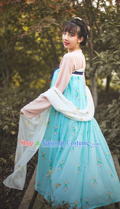 Traditional Chinese Tang Dynasty Princess Embroidered Costume, Asian China Ancient Hanfu Slip Skirt Clothing for Women