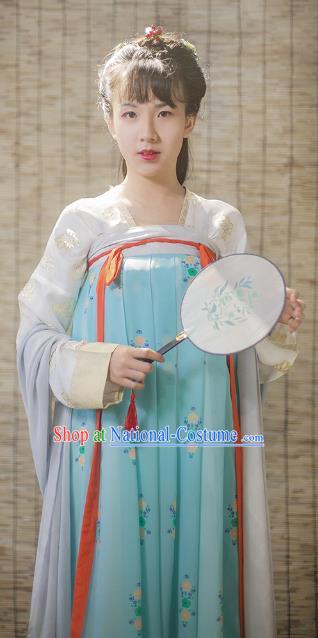 Traditional Chinese Tang Dynasty Princess Embroidered Costume, Asian China Ancient Hanfu Slip Skirt Clothing for Women