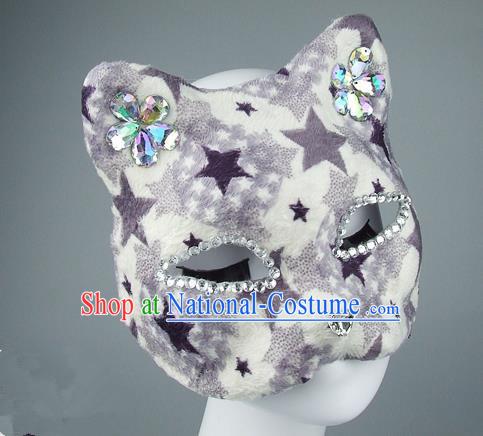 Handmade Exaggerate Fancy Ball Accessories Model Show Crystal Mask, Halloween Ceremonial Occasions Face Mask