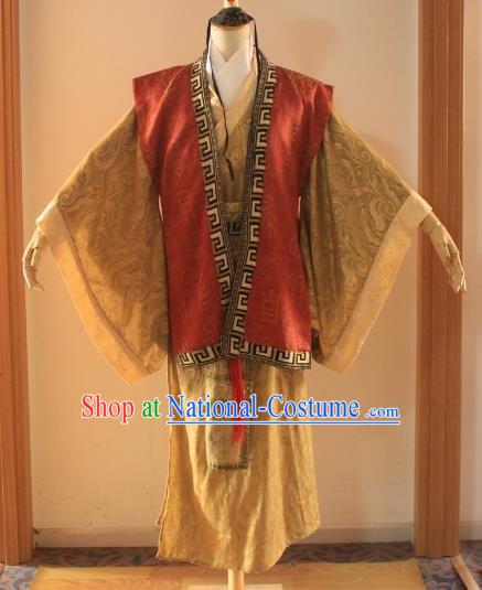 Traditional Ancient Chinese Hanfu Costume, Asian Chinese Han Dynasty Minister Clothing for Men