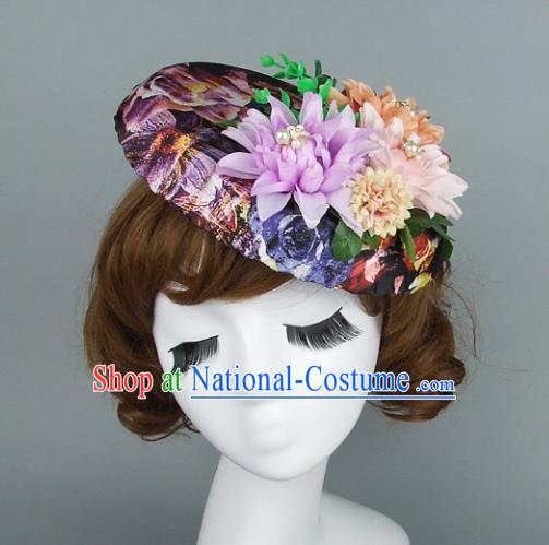 Top Grade Handmade Fancy Ball Hair Accessories Model Show Flowers Top Hat, Baroque Style Deluxe Headwear for Women