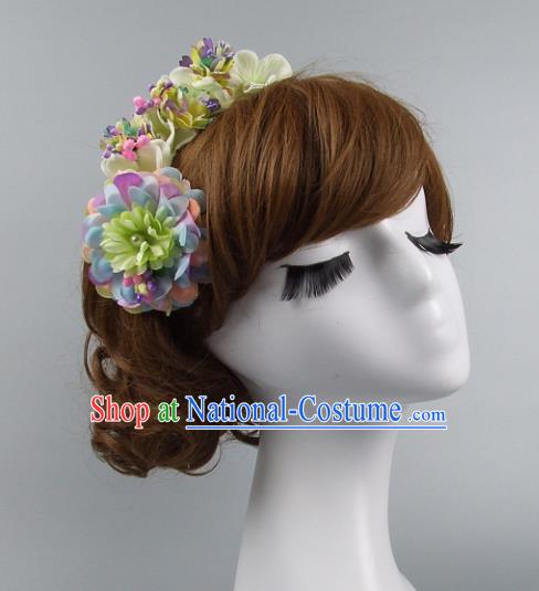 Top Grade Handmade Wedding Hair Accessories Model Show Flowers Headdress, Baroque Style Deluxe Headwear for Women