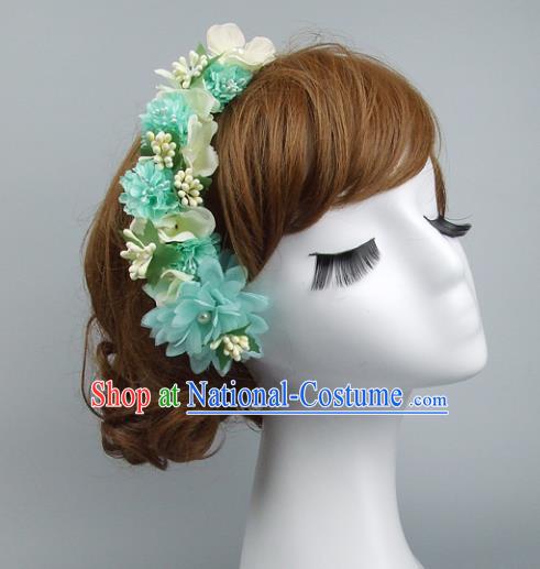 Top Grade Handmade Wedding Hair Accessories Green Flowers Hair Stick, Baroque Style Bride Headwear for Women