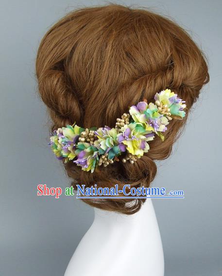 Top Grade Handmade Wedding Hair Accessories Colorful Flowers Hair Clasp, Baroque Style Bride Headwear for Women