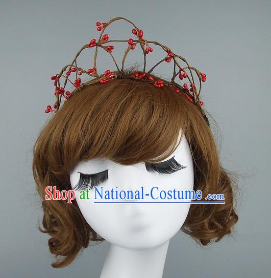 Top Grade Handmade Wedding Hair Accessories Model Show Rattan Plaited Royal Crown, Baroque Style Bride Deluxe Headwear for Women