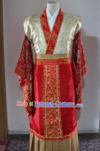 Traditional Ancient Chinese Emperor Wedding Costume, Asian Chinese Han Dynasty King Red Dress Clothing for Men