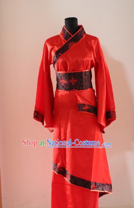 Traditional Ancient Chinese Princess Wedding Costume, Asian Chinese Han Dynasty Palace Lady Bride Red Dress Clothing for Women