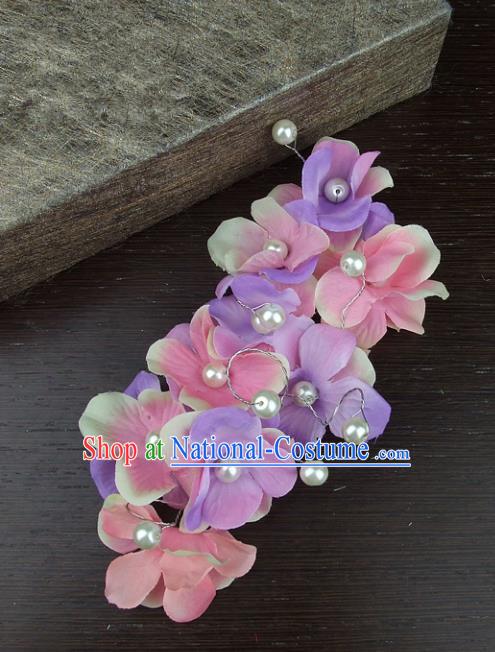 Top Grade Handmade Wedding Hair Accessories Purple Headdress Silk Flowers, Baroque Style Bride Headwear for Women