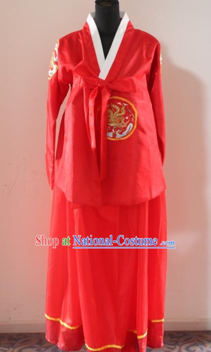 Traditional Chinese Korean Costumes, Asian Women Opening Hanbok Red Dress for Women