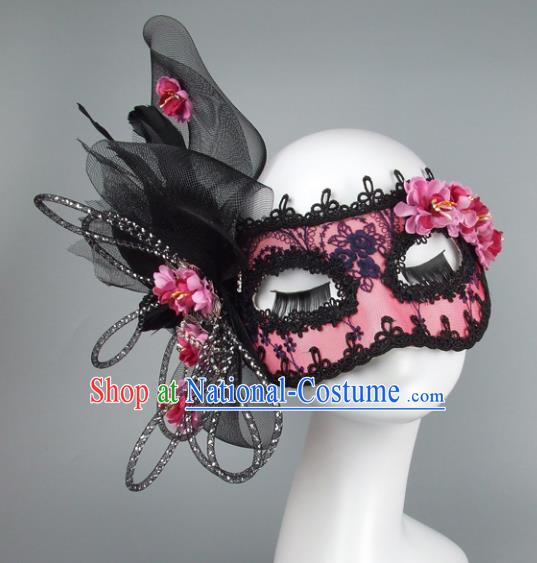 Top Grade Handmade Exaggerate Fancy Ball Accessories Model Show Feather Lace Mask, Halloween Ceremonial Occasions Face Mask