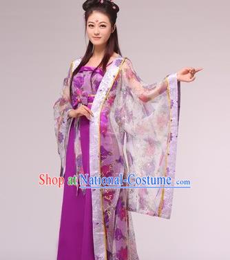 Traditional Ancient Chinese Princess Costume, Asian Chinese Tang Dynasty Imperial Consort Purple Dress Clothing for Women