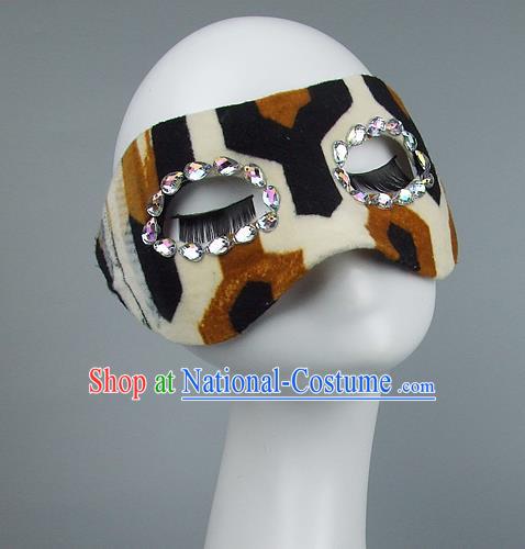 Top Grade Handmade Exaggerate Fancy Ball Model Show Leopard Mask, Halloween Ceremonial Occasions Face Mask