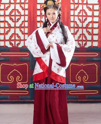 Traditional Ancient Chinese Palace Lady Imperial Consort Costume, Asian Chinese Han Dynasty Fairy Hanfu Clothing for Women