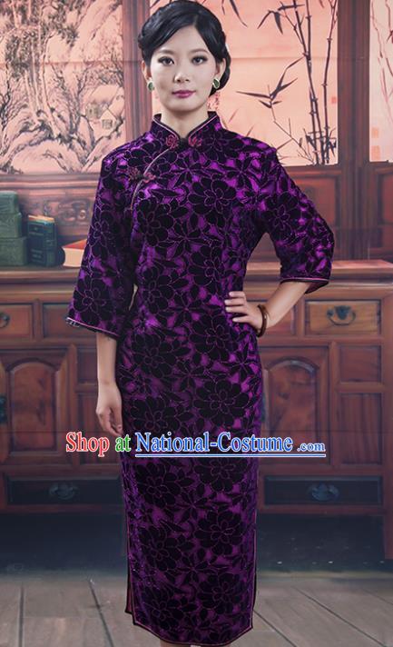 Traditional Chinese National Costume Tang Suit Qipao, China Ancient Cheongsam Embroidered Chirpaur Dress for Women