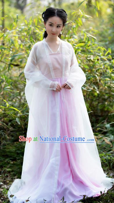 Traditional Chinese Fairy Princess Embroidered Costume, Ancient China Ten great III of peach blossom Tang Dynasty Palace Lady Dress Clothing