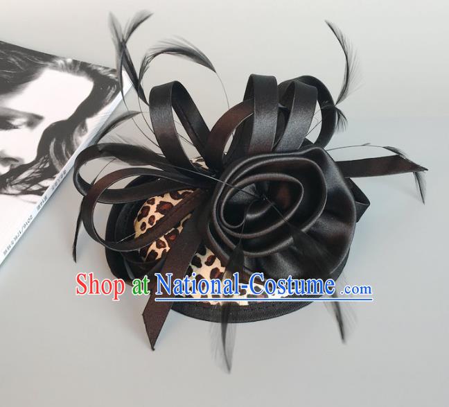 Top Grade Handmade Wedding Hair Accessories Black Feather Hair Clasp, Baroque Style Bride Halloween Headdress for Women