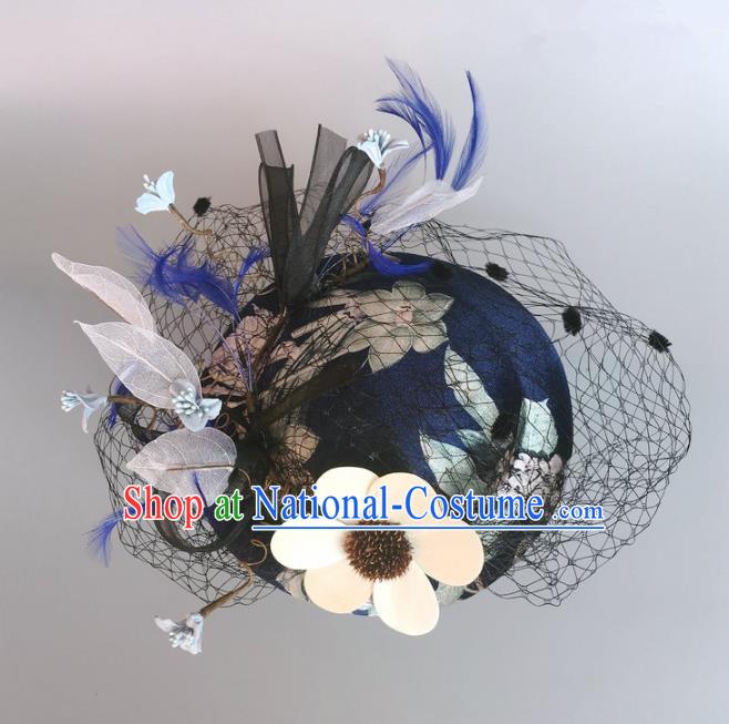 Handmade Baroque Hair Accessories Flowers Top Hats, Bride Ceremonial Occasions Headwear for Women