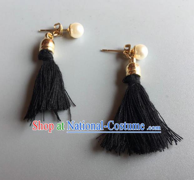 Handmade Wedding Accessories Tassel Pearl Earrings, Bride Ceremonial Occasions Vintage Eardrop for Women