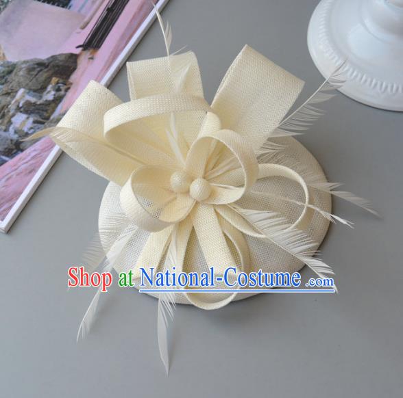 Top Grade Handmade Wedding Hair Accessories White Feather Headwear, Baroque Style Bride Hair Stick for Women