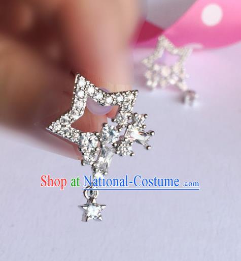 Handmade Wedding Accessories Crystal Earrings, Gothic Bride Ceremonial Occasions Star Eardrop for Women