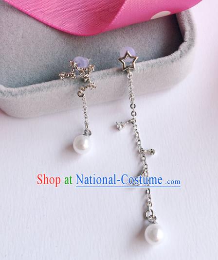 Handmade Wedding Accessories Crystal Earrings, Gothic Bride Ceremonial Occasions Pearls Tassel Eardrop for Women