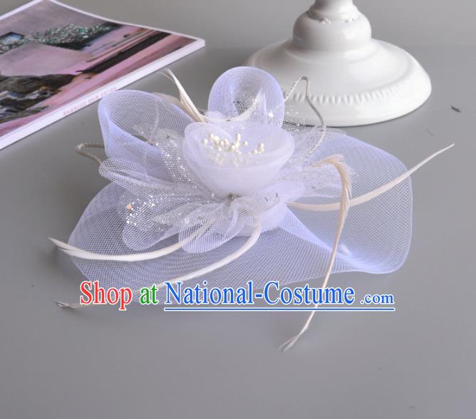 Top Grade Handmade Wedding Hair Accessories Bride Veil Headwear, Baroque Style Feather Hair Stick for Women