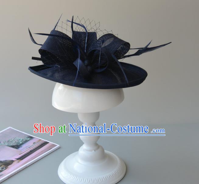 Top Grade Handmade Wedding Hair Accessories Navy Feather Headwear, Baroque Style Bride Hair Stick for Women