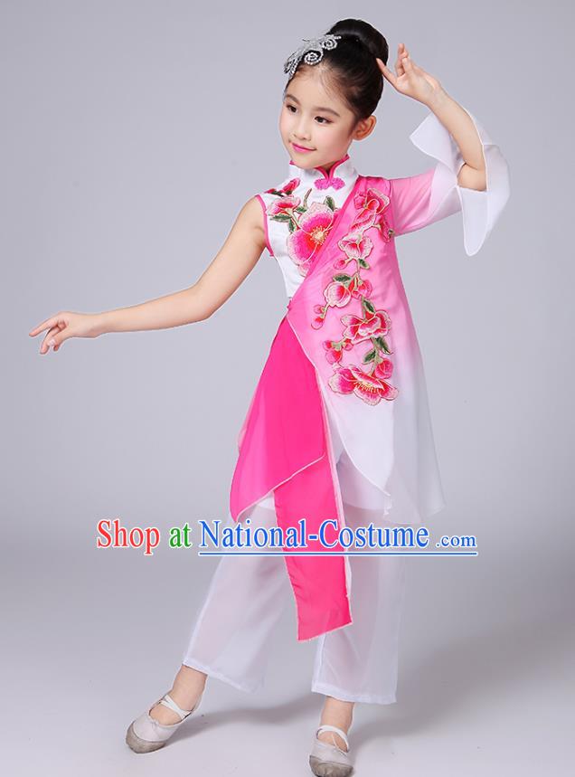 Traditional Chinese Yangge Fan Dancing Costume Modern Dance Dress Clothing and Headwear