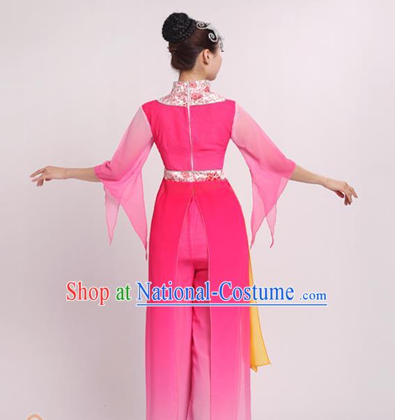 Traditional Chinese Yangge Fan Dancing Costume Modern Dance Dress Clothing and Headwear