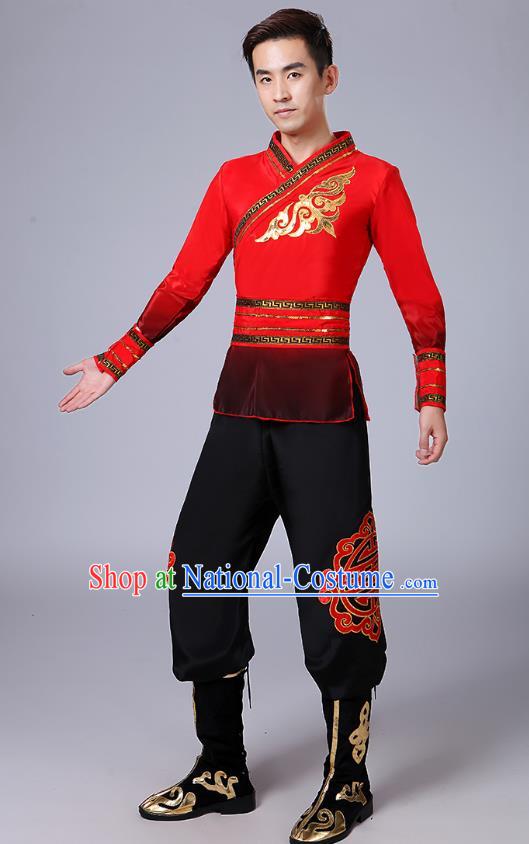 Traditional Chinese Yangge Fan Dancing Costume Modern Dance Dress Clothing and Headwear