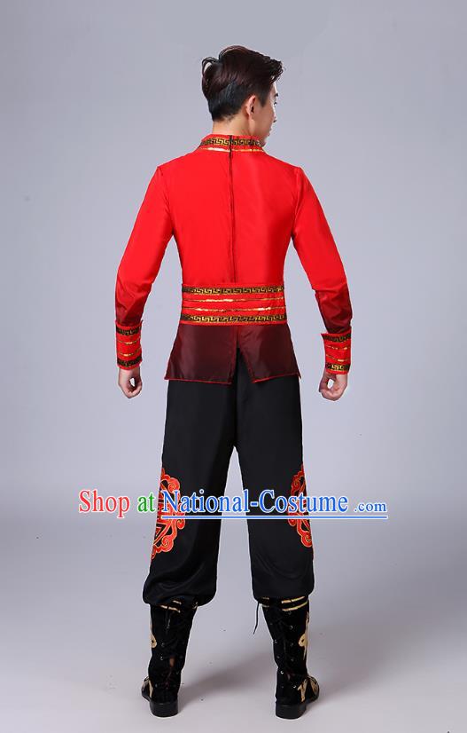 Traditional Chinese Yangge Fan Dancing Costume Modern Dance Dress Clothing and Headwear