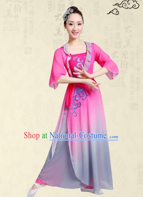 Traditional Chinese Yangge Fan Dancing Costume Modern Dance Dress Clothing and Headwear