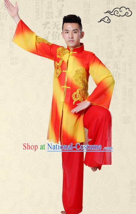 Traditional Chinese Classical Yangge Fan Dance Costume, Folk Dance Uniform Drum Dance Clothing for Men