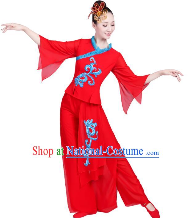 Traditional Chinese Yangge Fan Dancing Costume Modern Dance Dress Clothing and Headwear