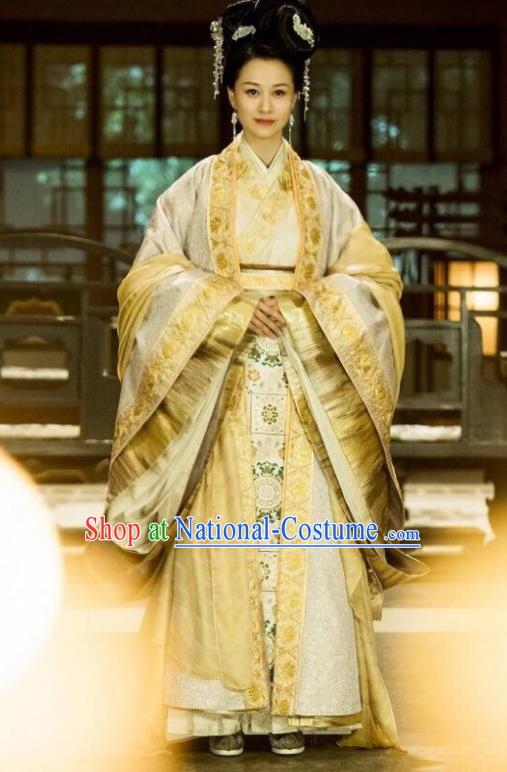 Traditional Chinese Qin Dynasty Imperial Empress Costume, Asian China Ancient Queen Mother Tailing Embroidered Clothing for Women