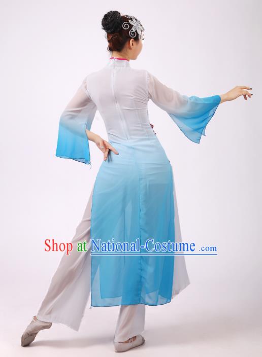 Traditional Chinese Yangge Fan Dancing Costume Modern Dance Dress Clothing and Headwear