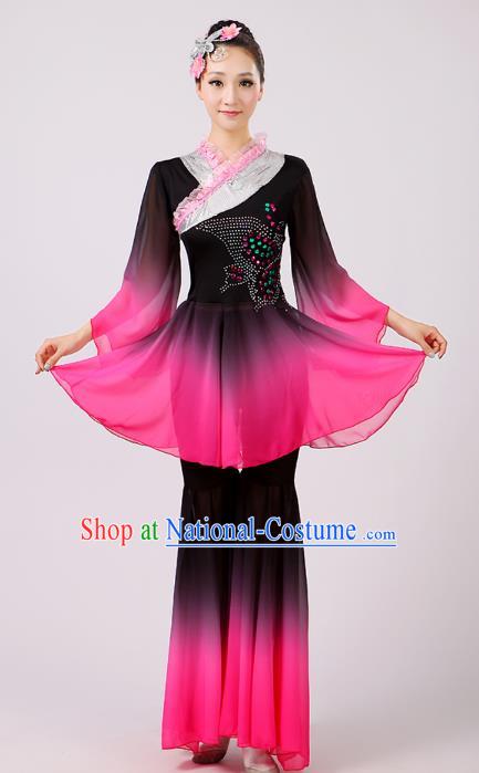 Traditional Chinese Umbrella Dance Lotus Dance Costume, Folk Fan Dance Uniform Classical Dance Clothing for Women