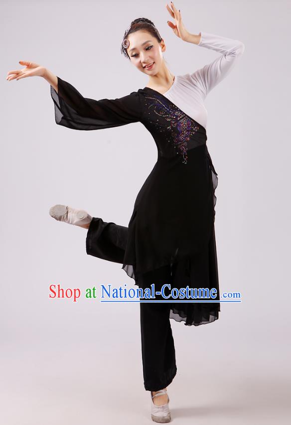 Traditional Chinese Yangge Dance Costume, Folk Fan Dance Black Uniform Classical Dance Clothing for Women