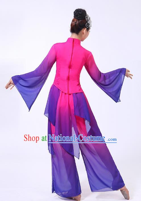 Traditional Chinese Yangge Fan Dancing Costume Modern Dance Dress Clothing and Headwear