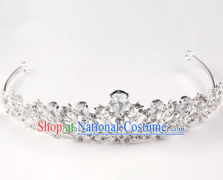 Handmade Children Hair Accessories Crystal Royal Crown, Princess Halloween Model Show Headwear Hair Clasp for Kids