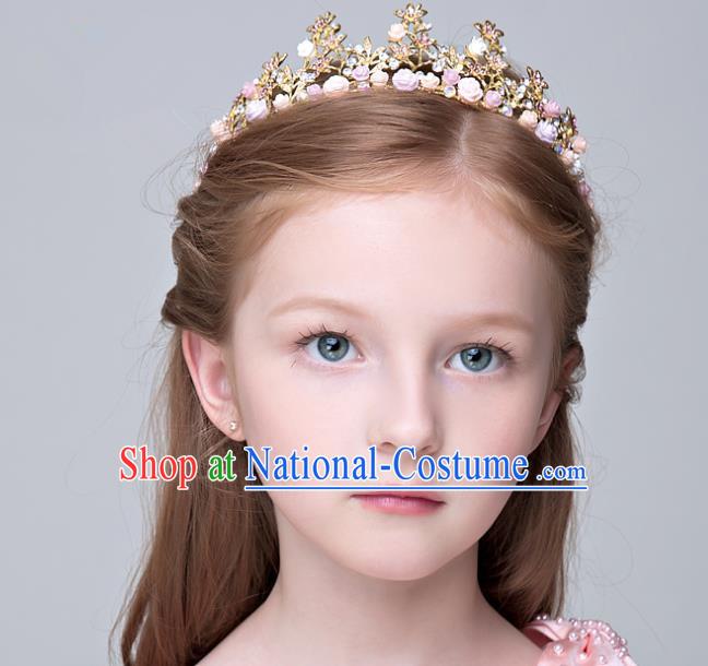 Handmade Children Hair Accessories Crystal Royal Crown, Princess Headwear Model Show Hair Clasp for Kids